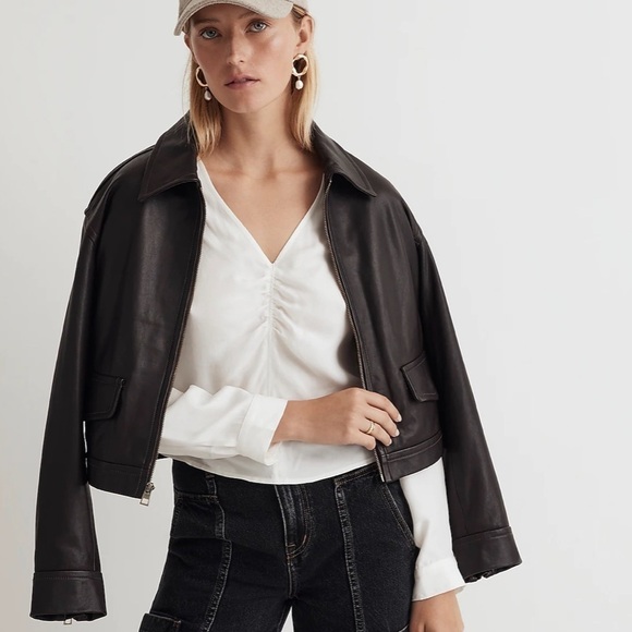 Madewell Brushed Ruched-Front Top lighthouse - Picture 1 of 6